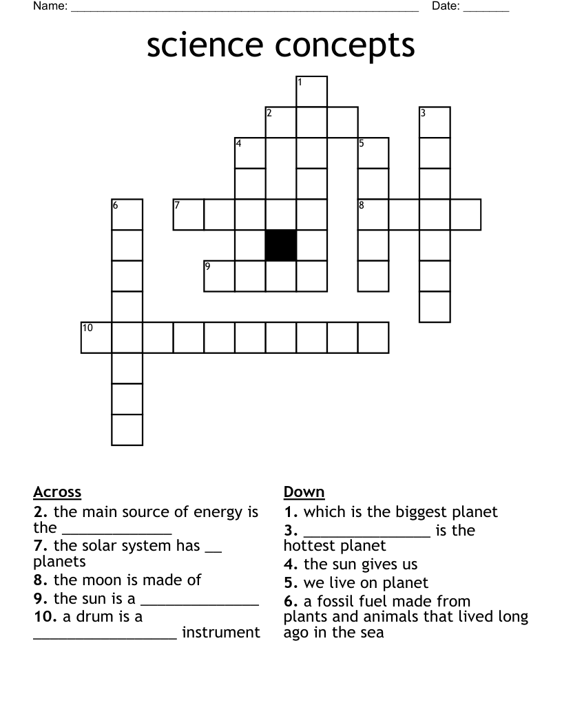 science concepts Crossword