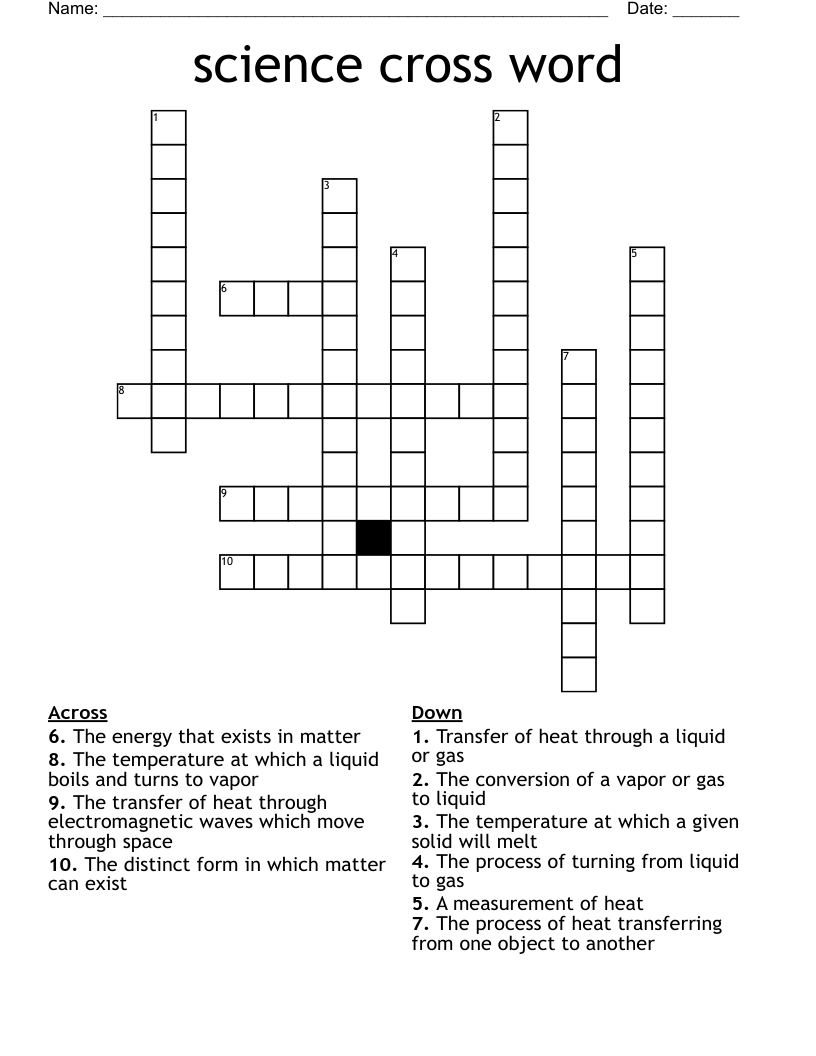 science cross word