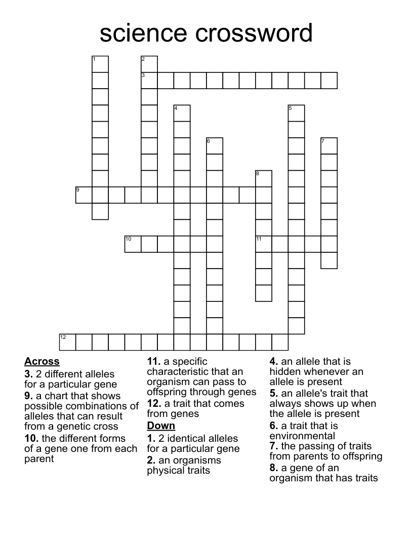 science crossword