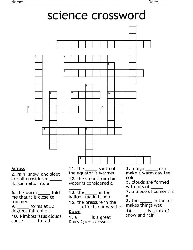 science crossword