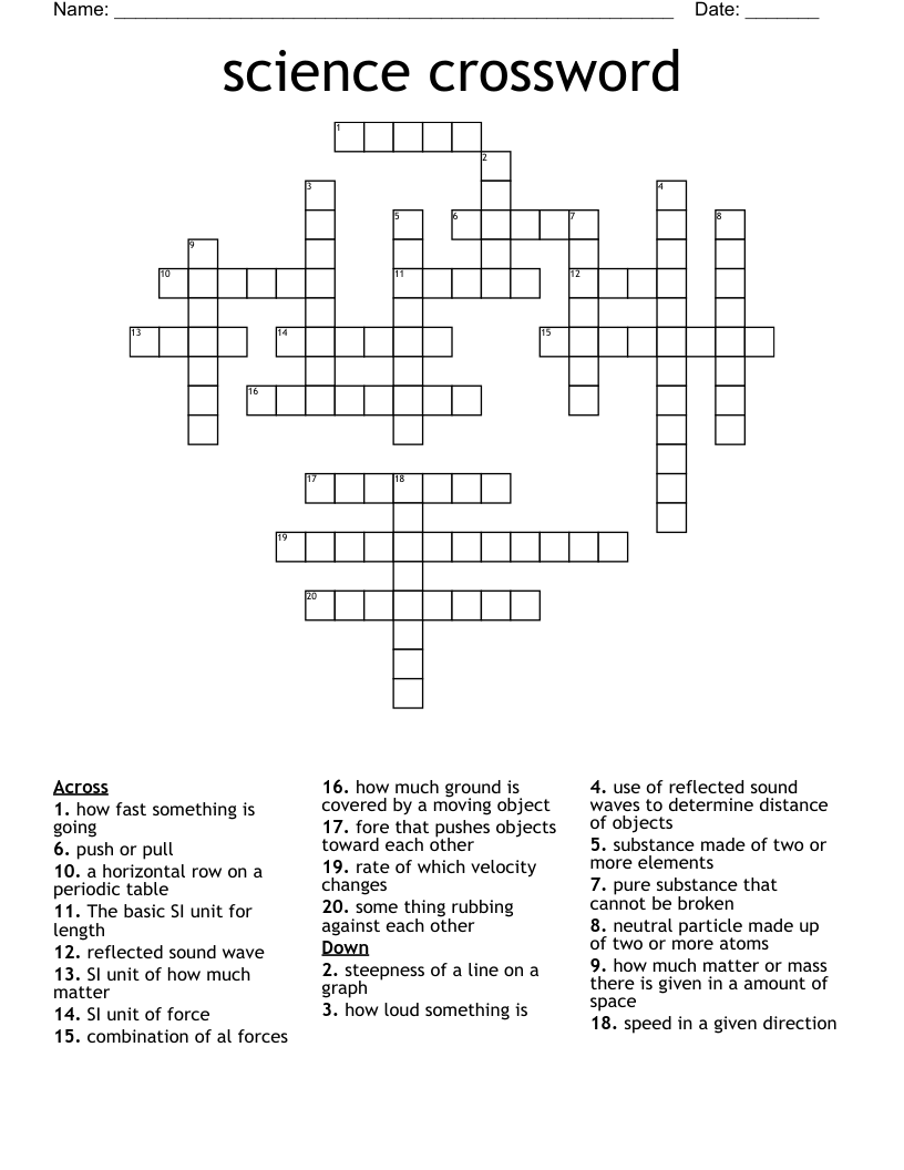 science crossword