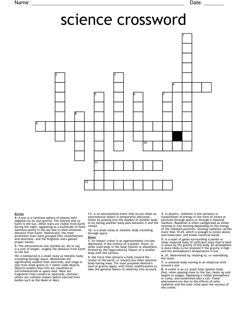science crossword