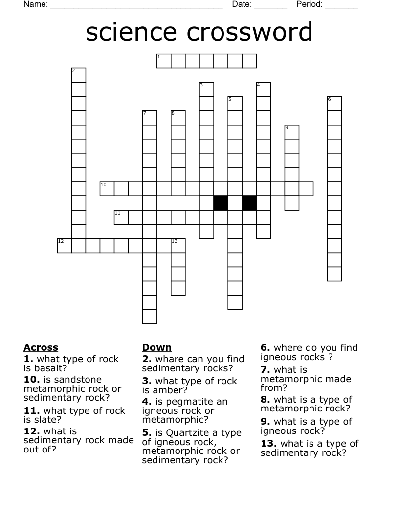 science crossword 
