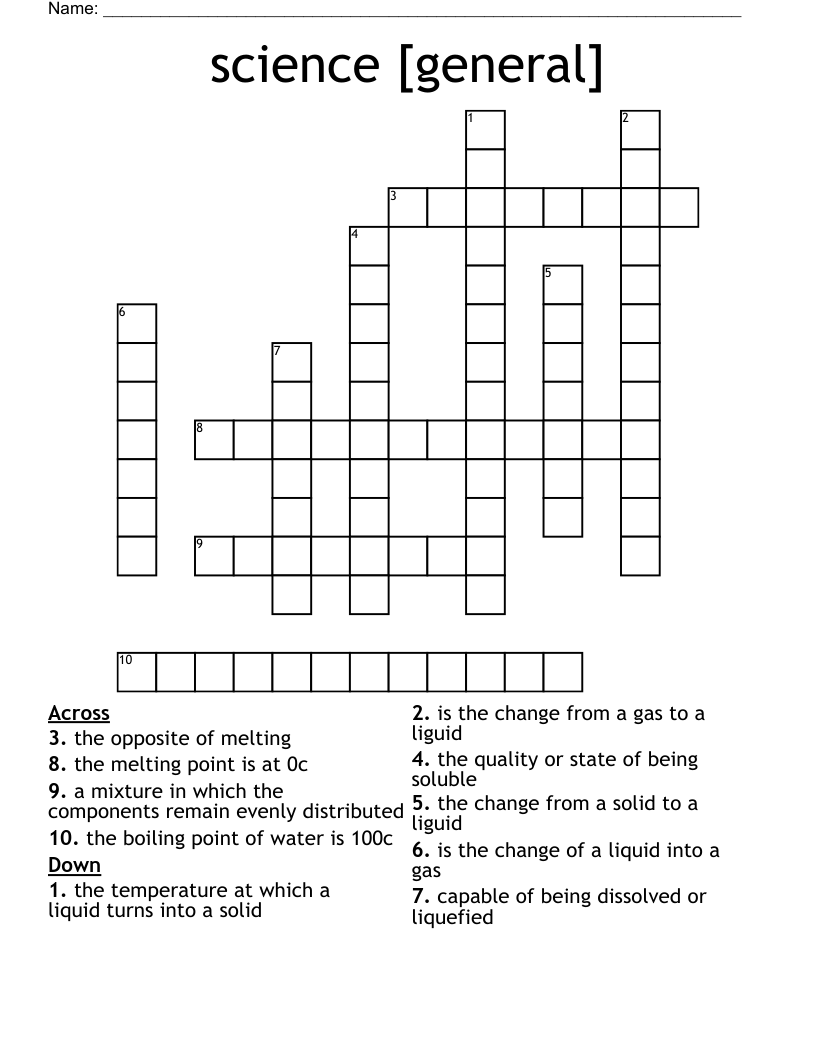 science [general] Crossword