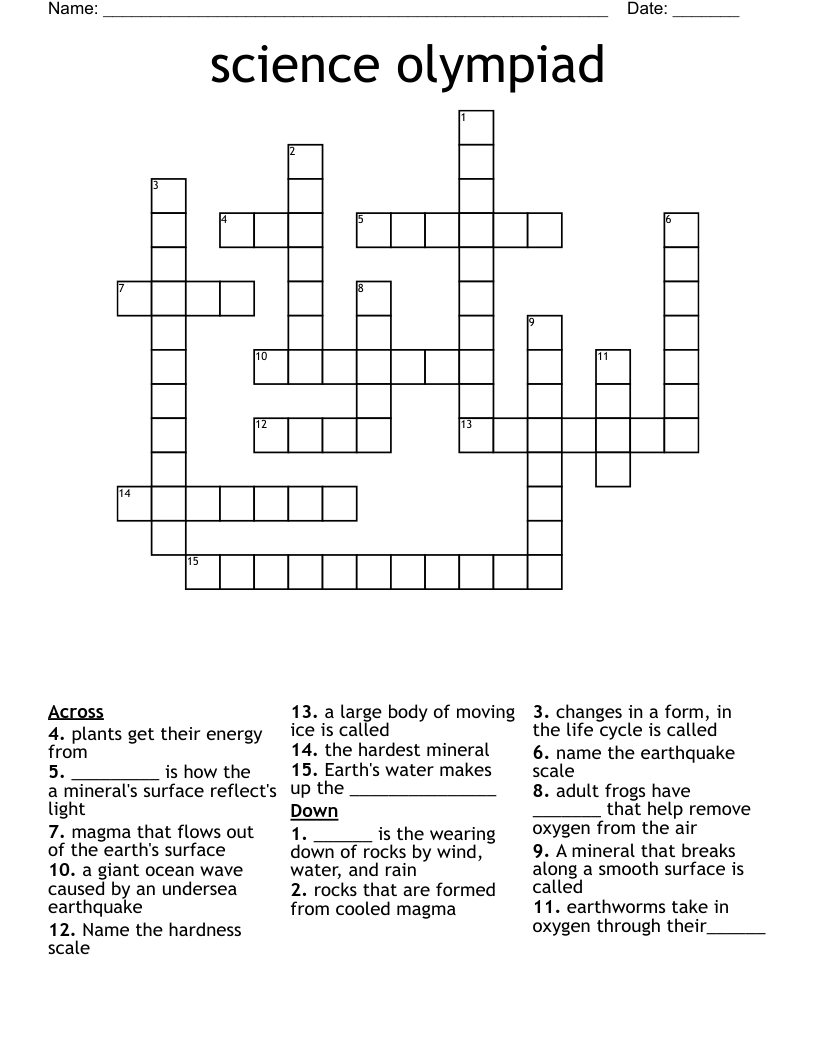 science olympiad Crossword