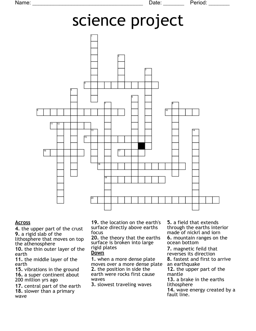 science project Crossword