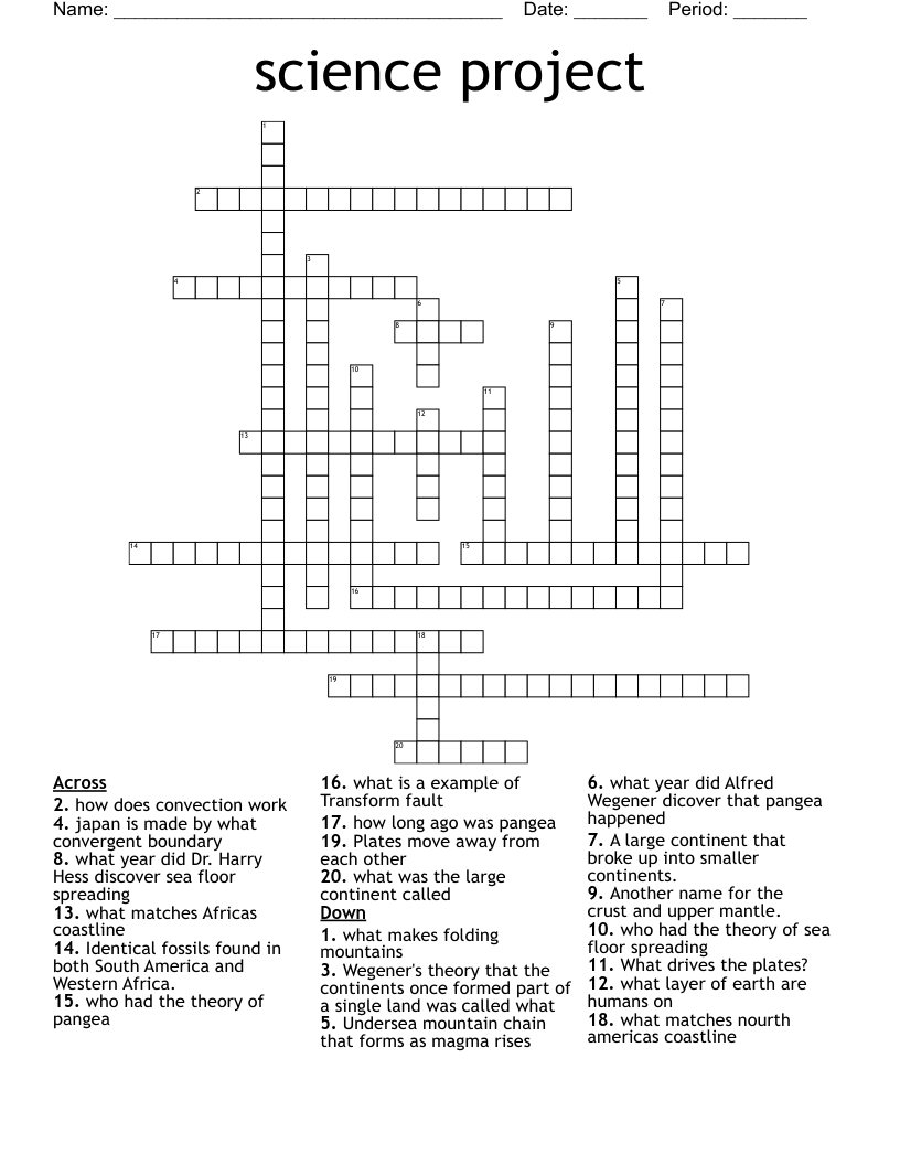 science project Crossword