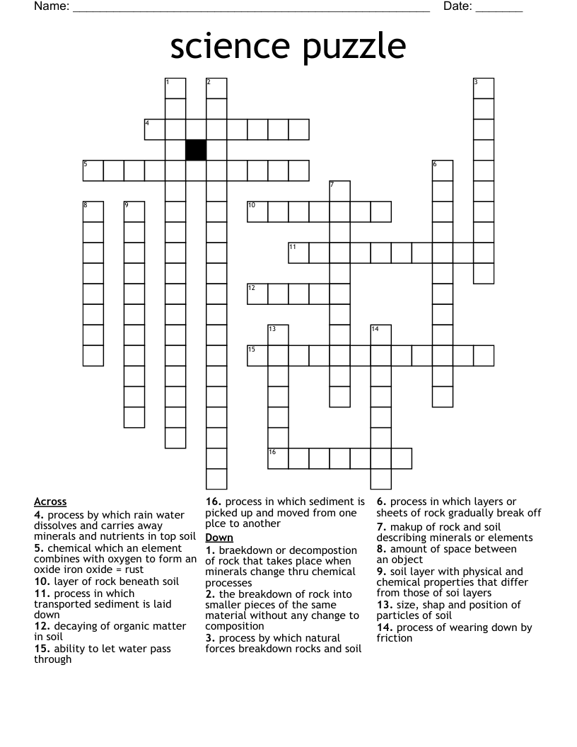 science puzzle Crossword