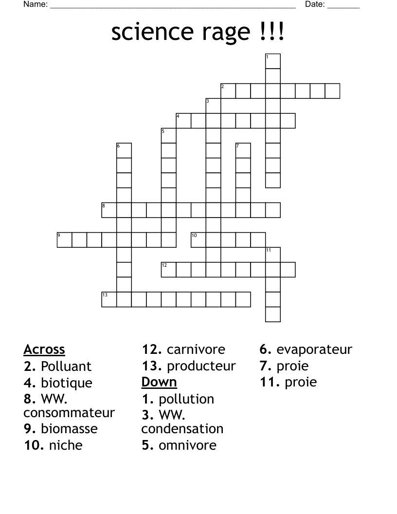 science rage !!! Crossword