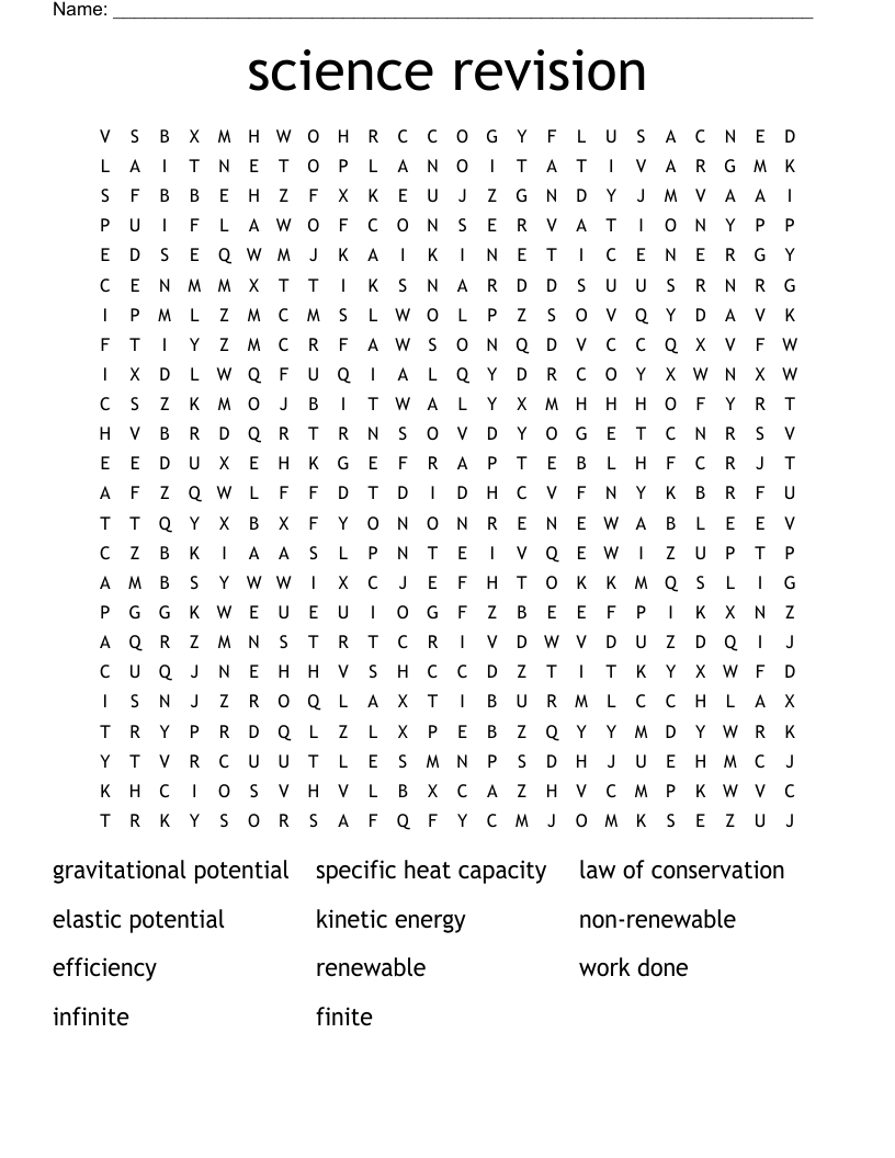 science revision Word Search