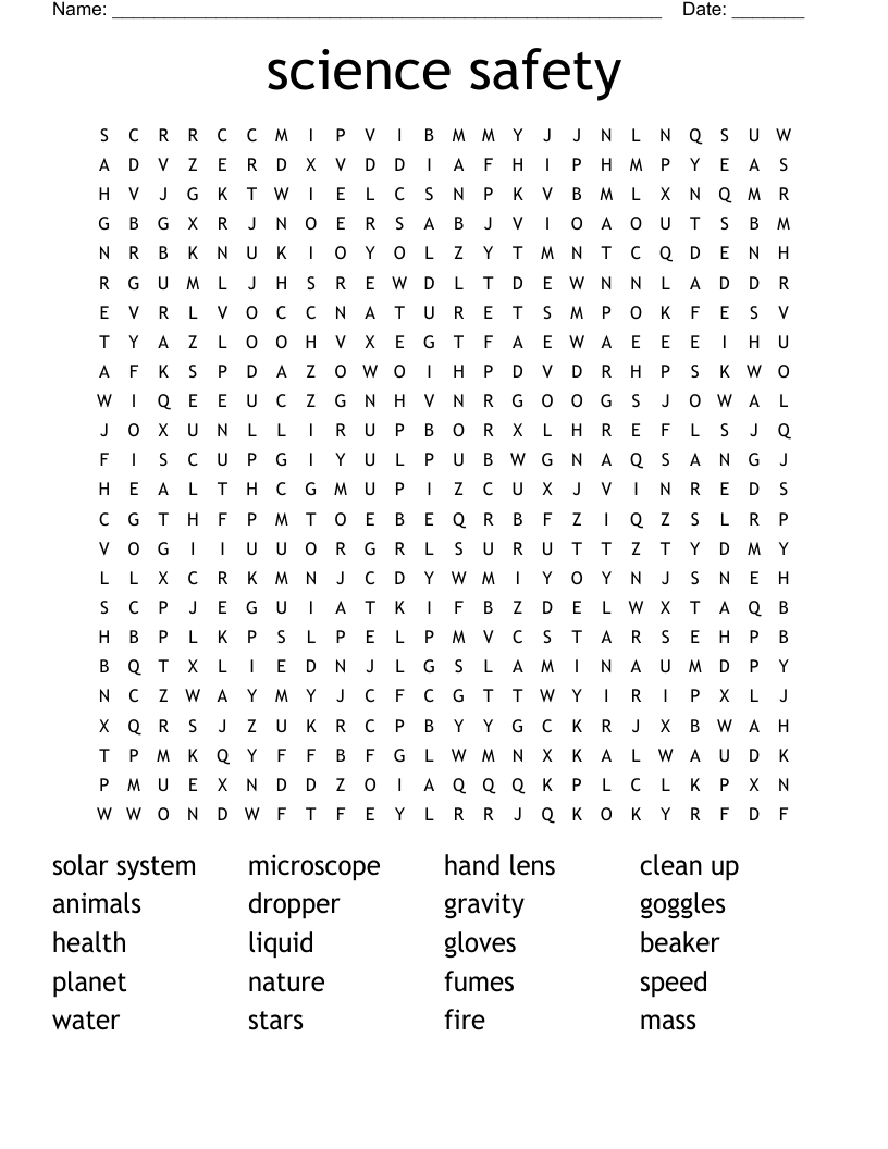 science safety  Word Search