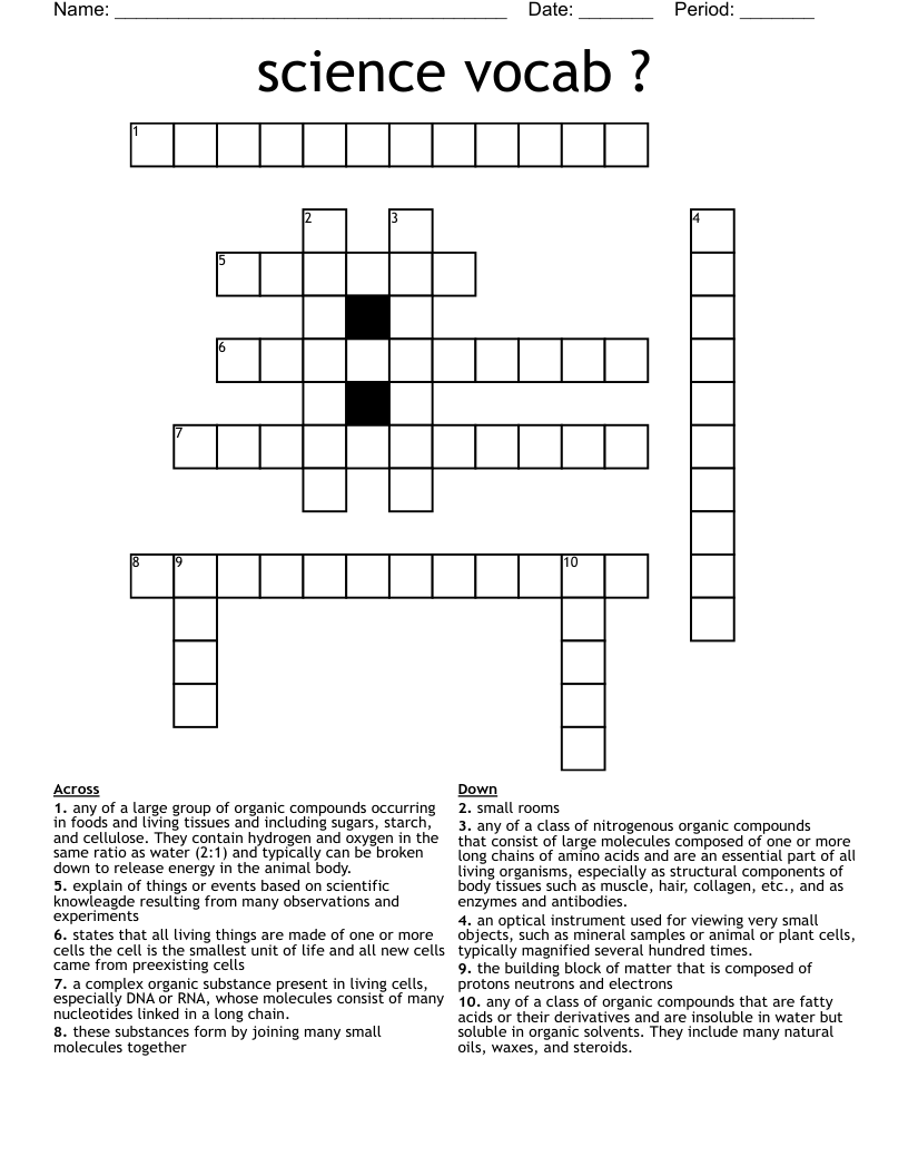 science vocab ? Crossword