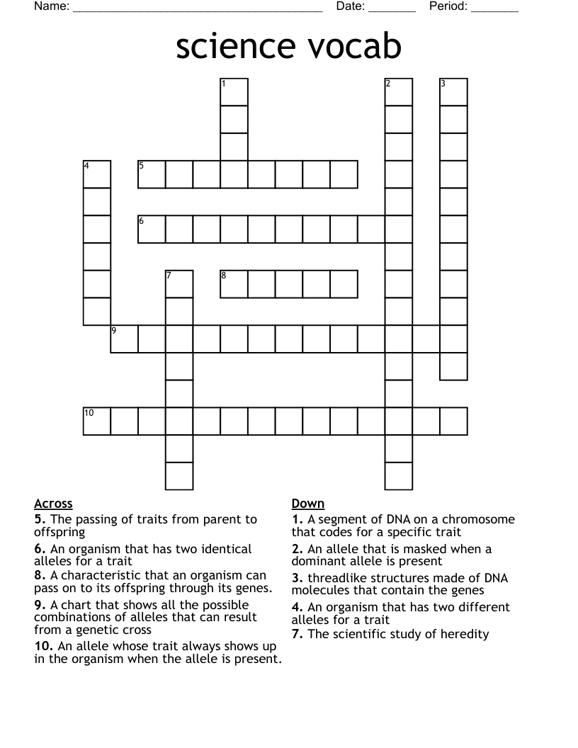 science vocab   Crossword