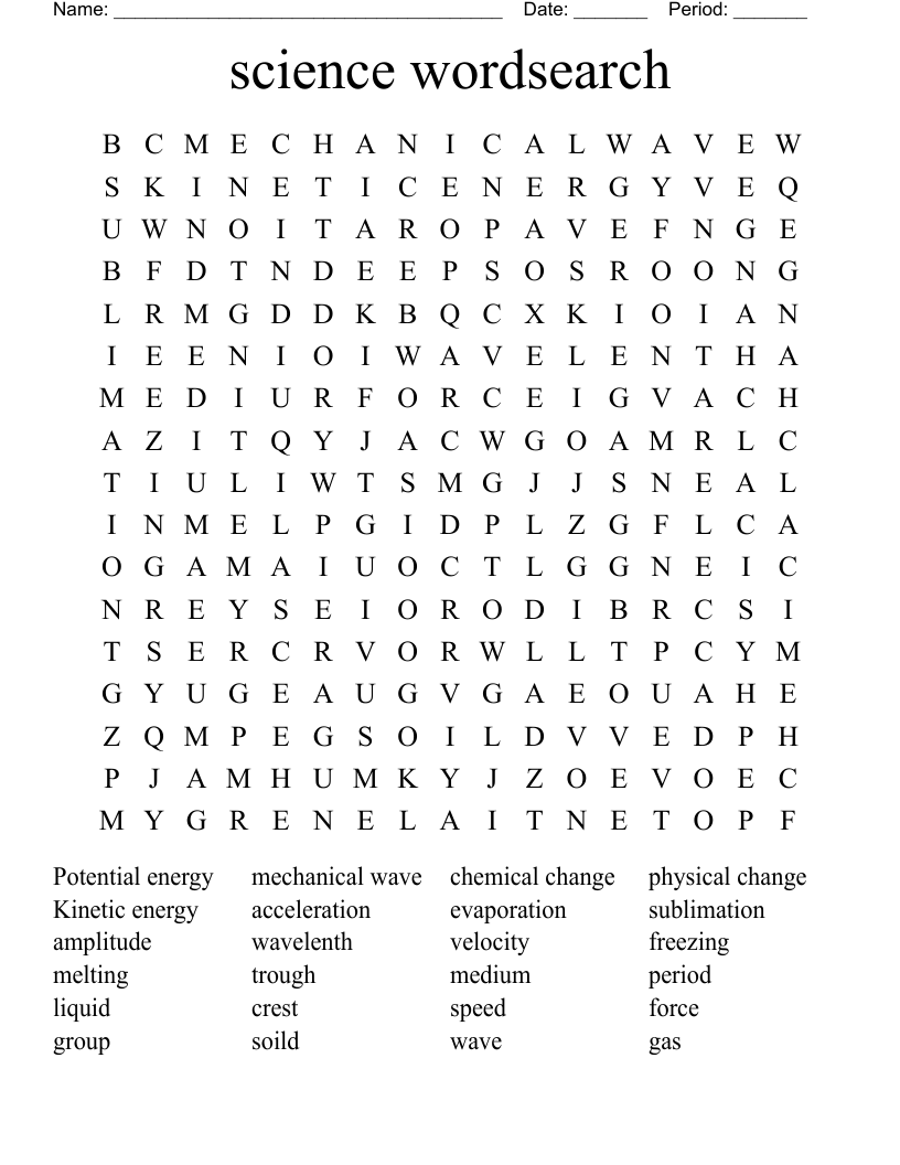 science wordsearch 