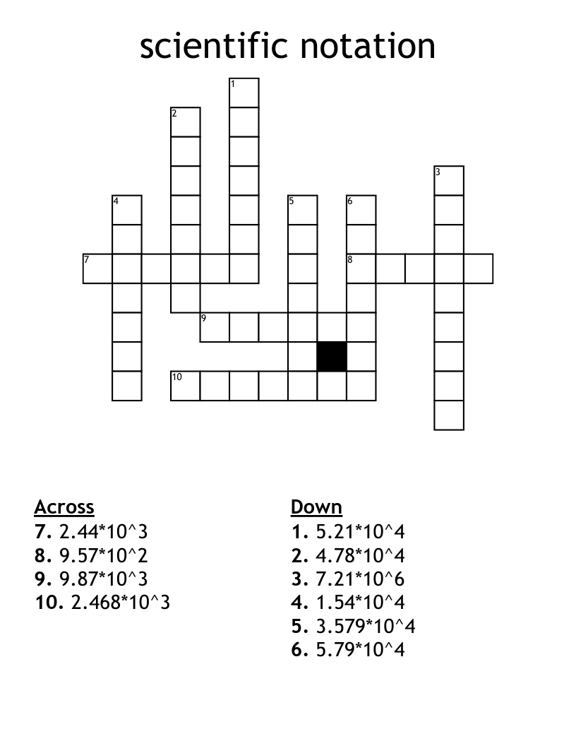scientific notation Crossword