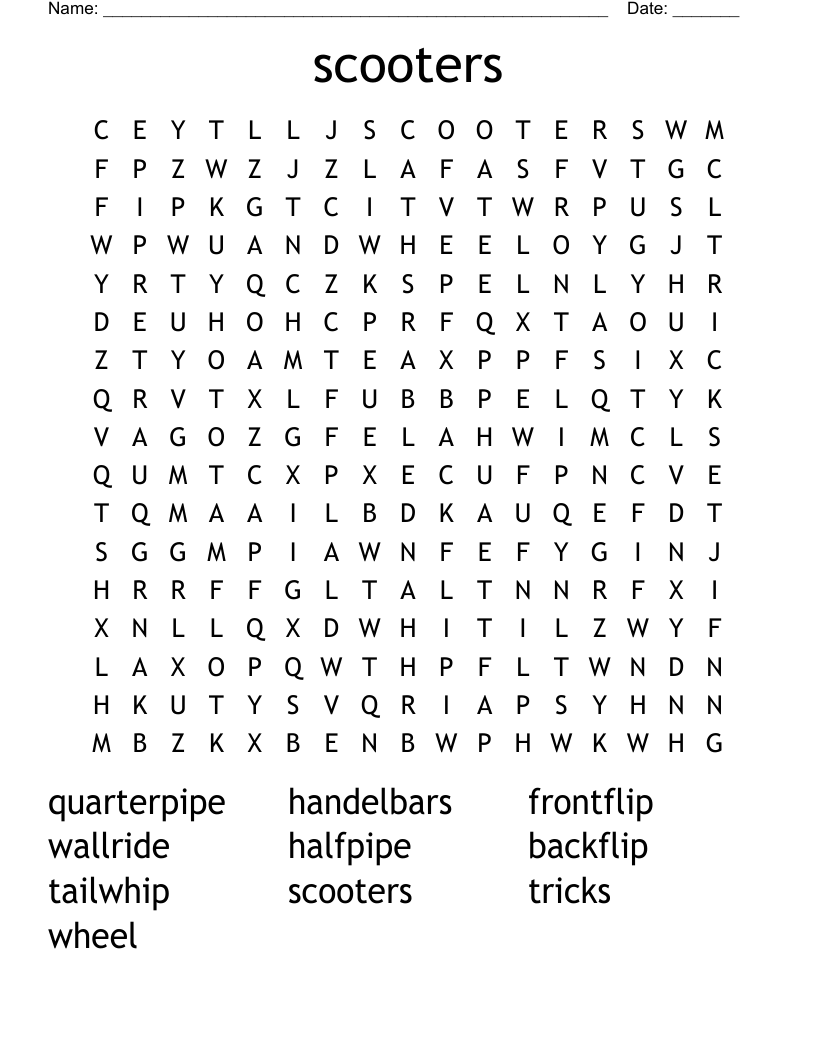 scooters Word Search