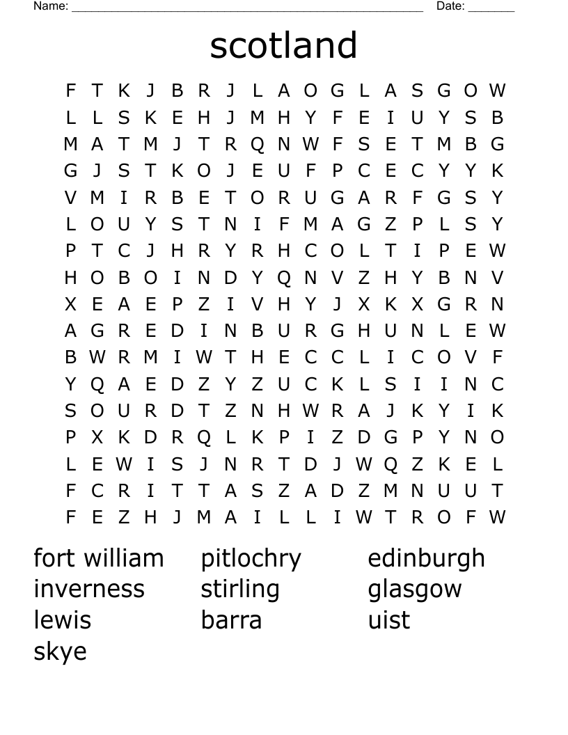 scotland Word Search