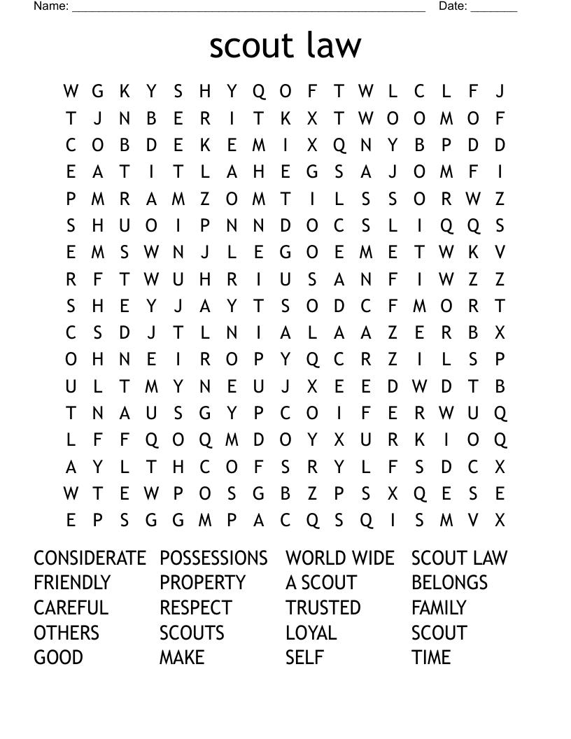 scout law Word Search