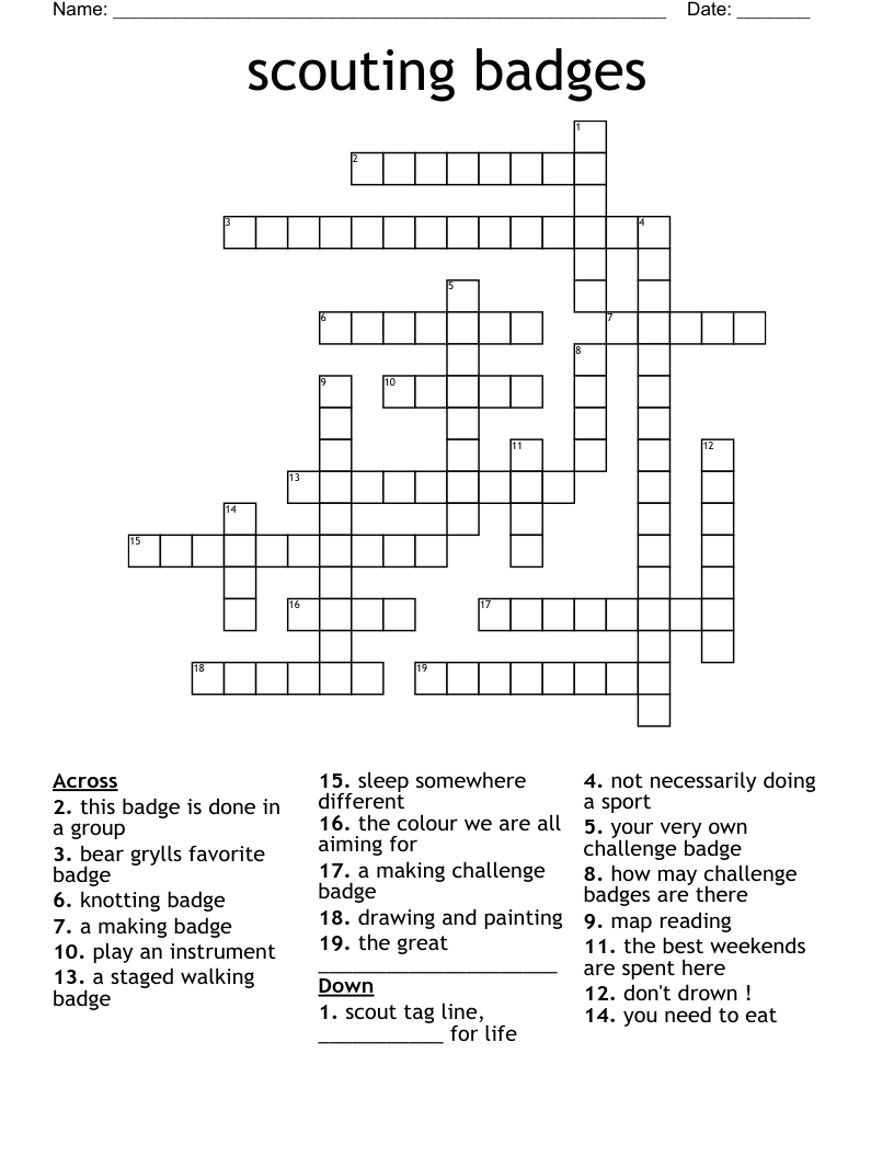 scouting badges Crossword