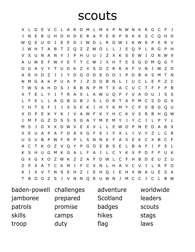 scouts Word Search