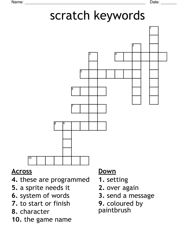 scratch keywords Crossword