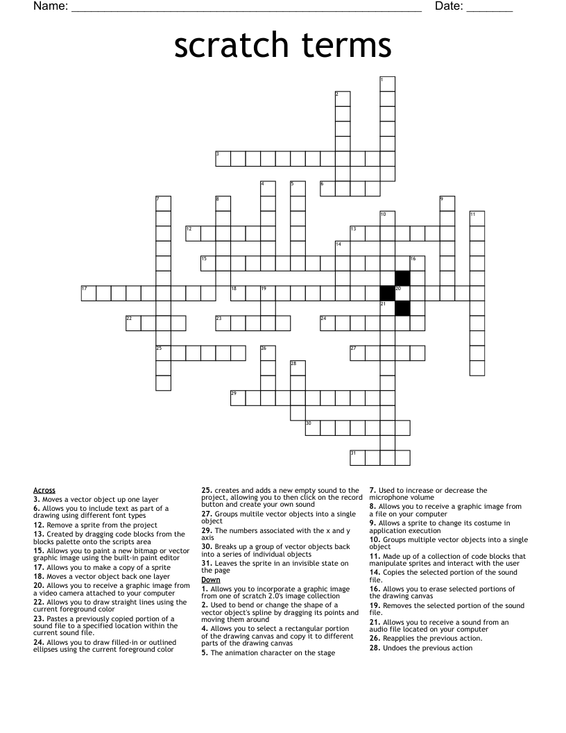scratch terms Crossword