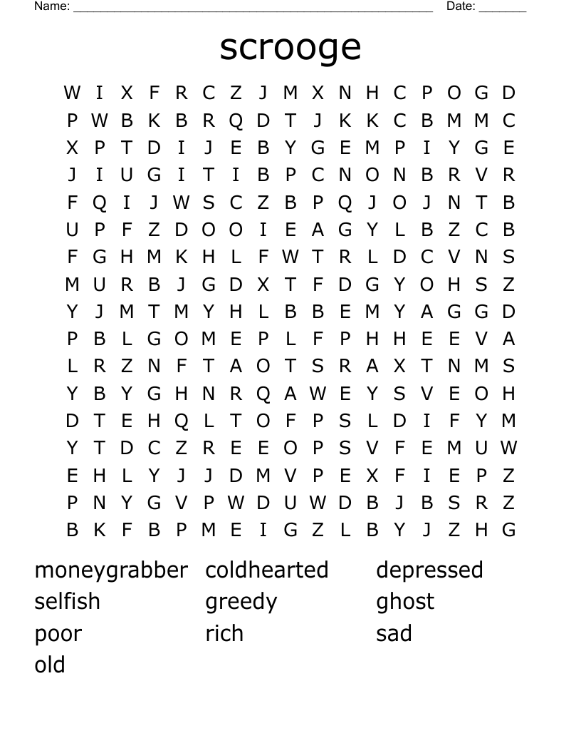 scrooge  Word Search