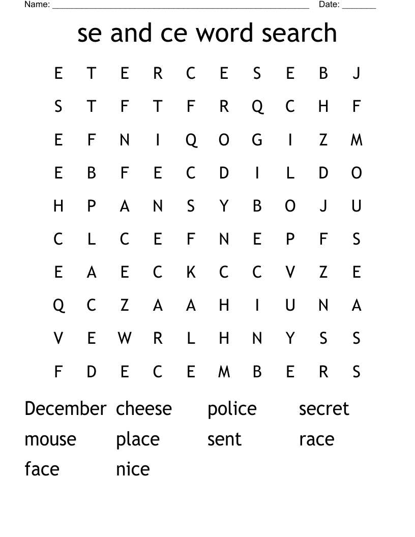 se and ce word search