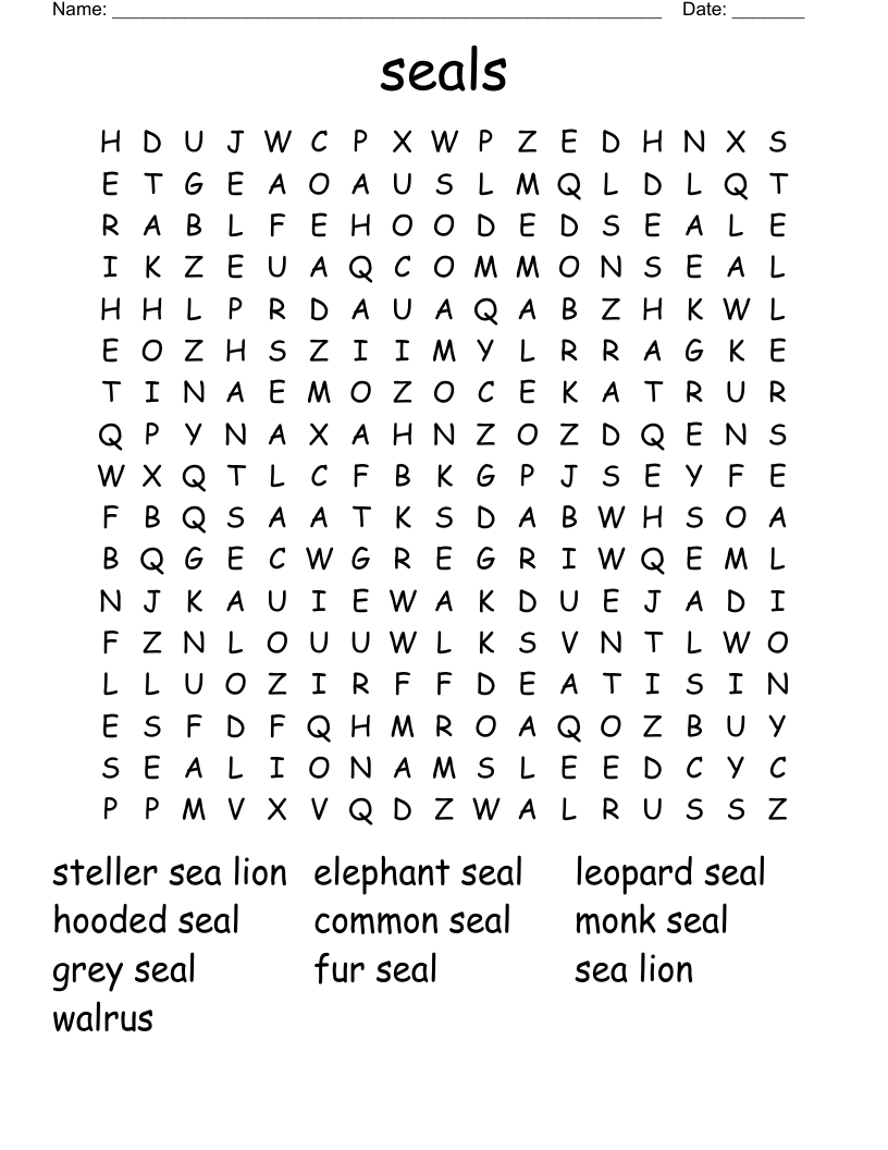 seals Word Search