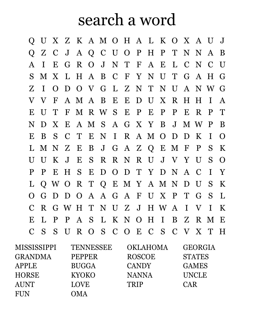 search a word Word Search