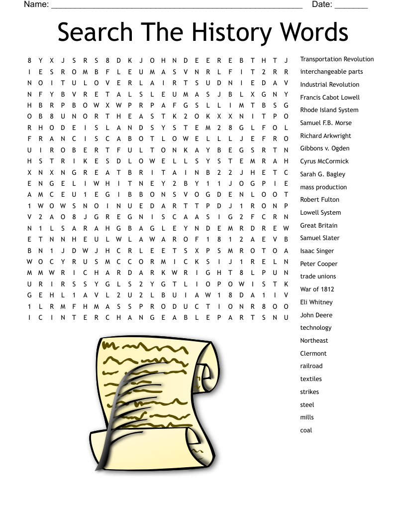 Search The History Words  Word Search