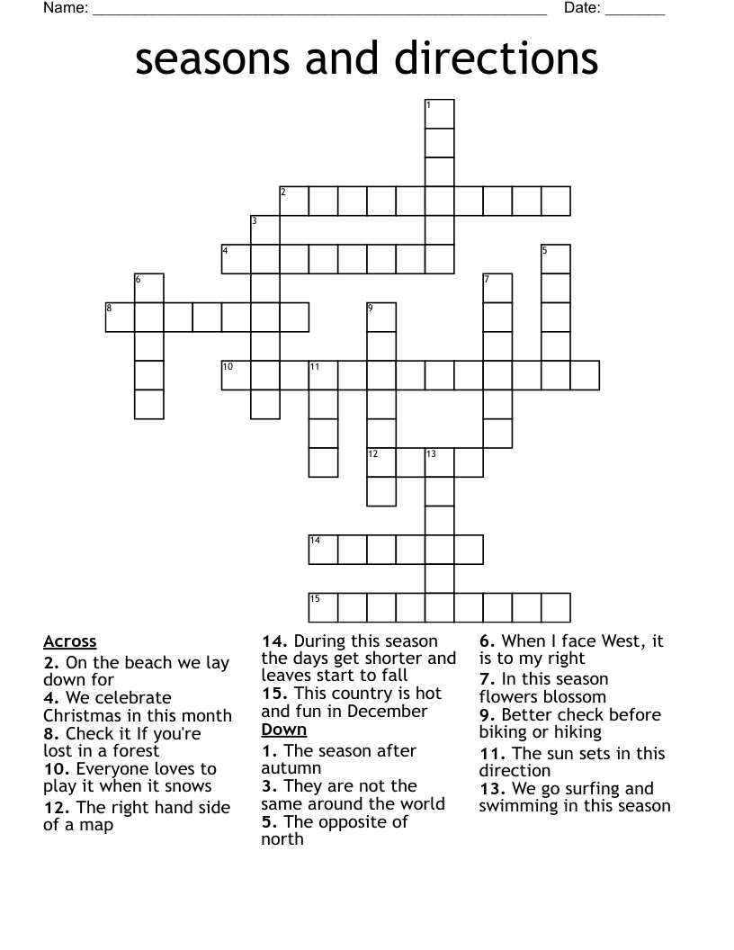 seasons and directions Crossword