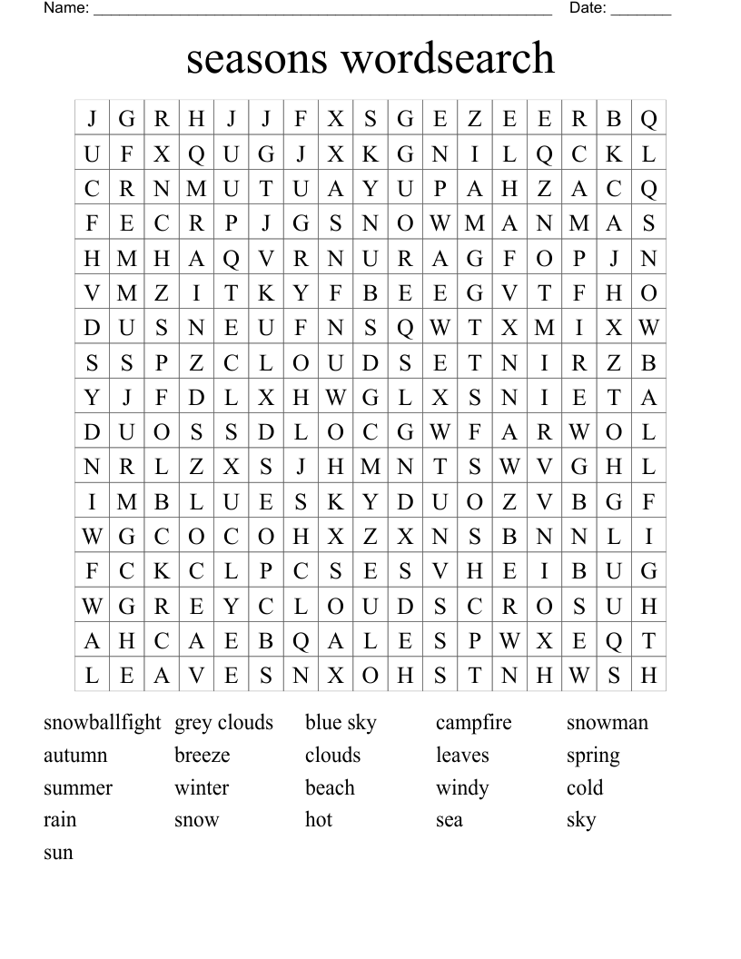 seasons wordsearch 