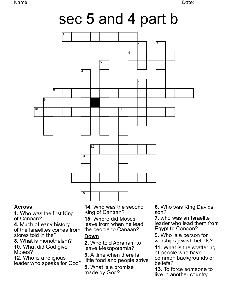 sec 5 and 4 part b  Crossword