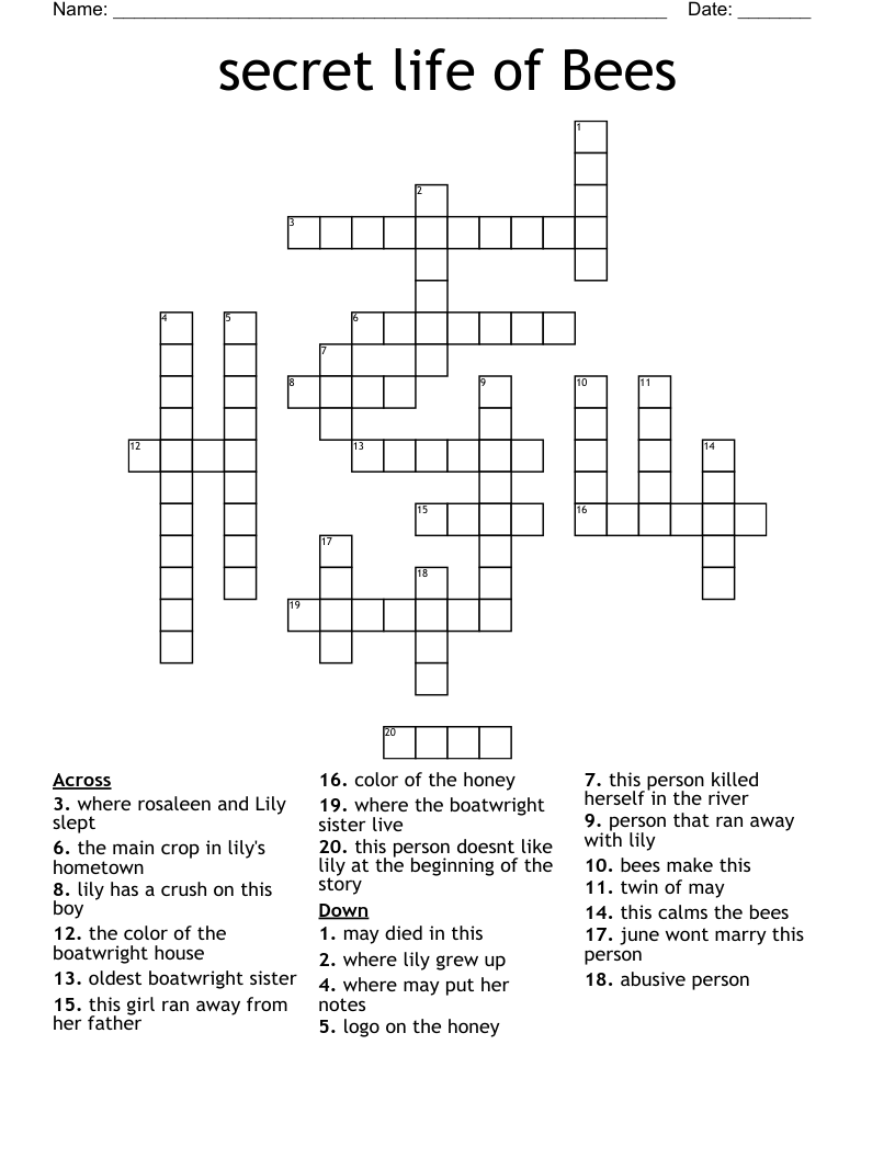 secret life of Bees Crossword