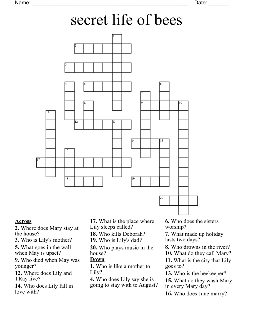 secret life of bees Crossword