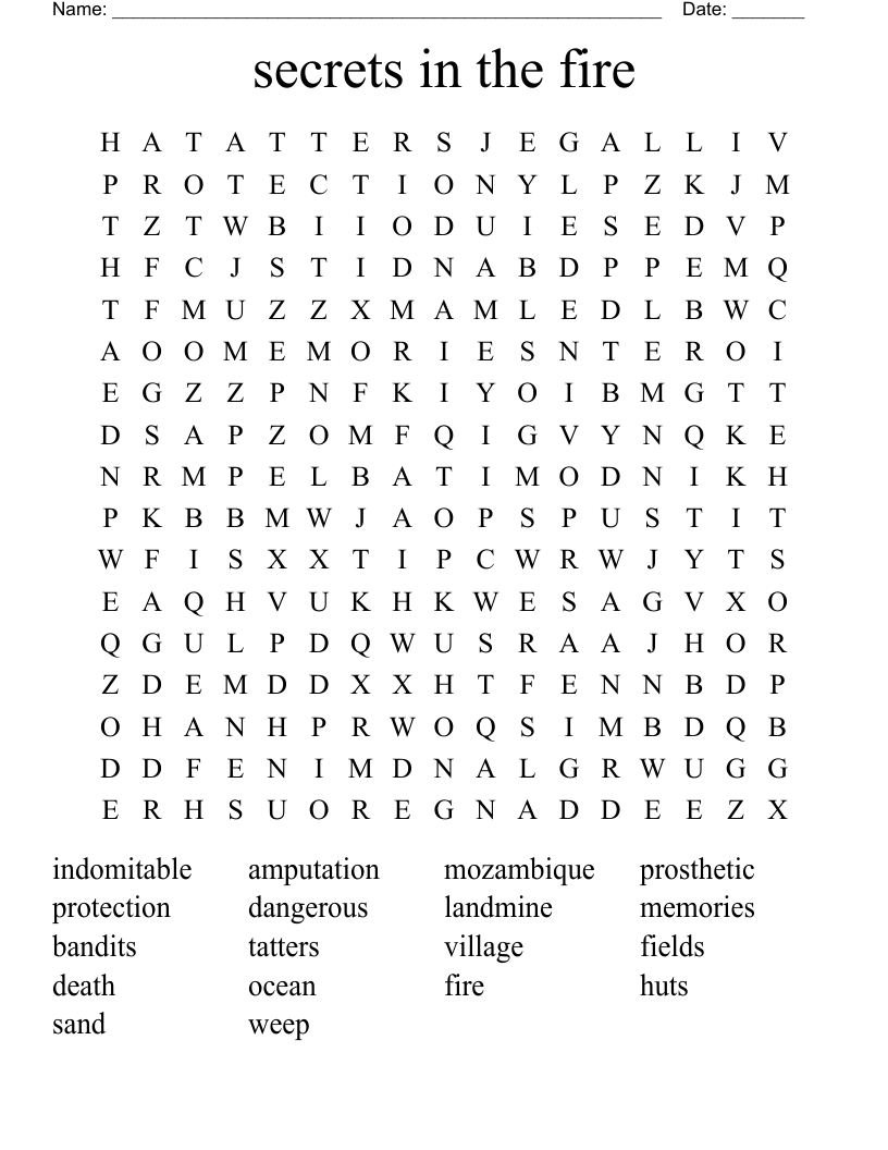 secrets in the fire Word Search
