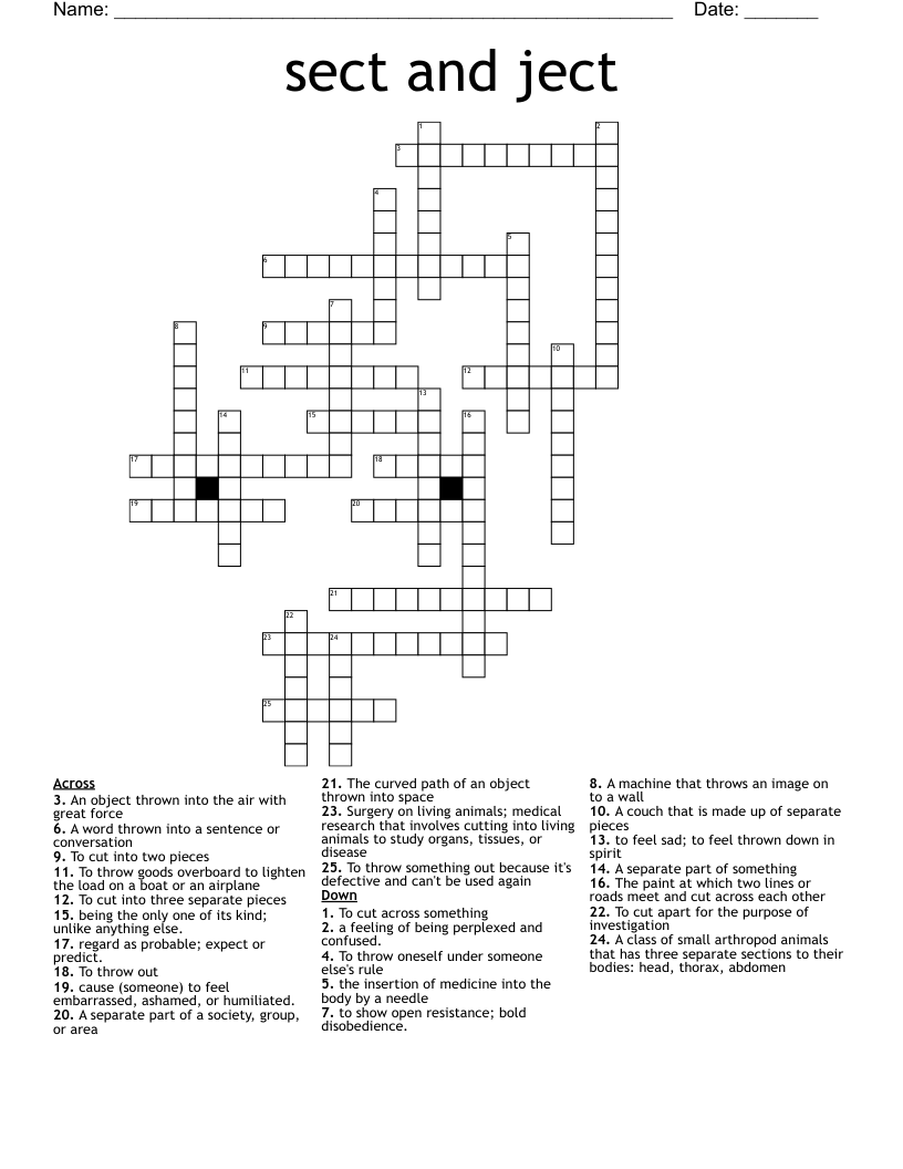 sect and ject  Crossword