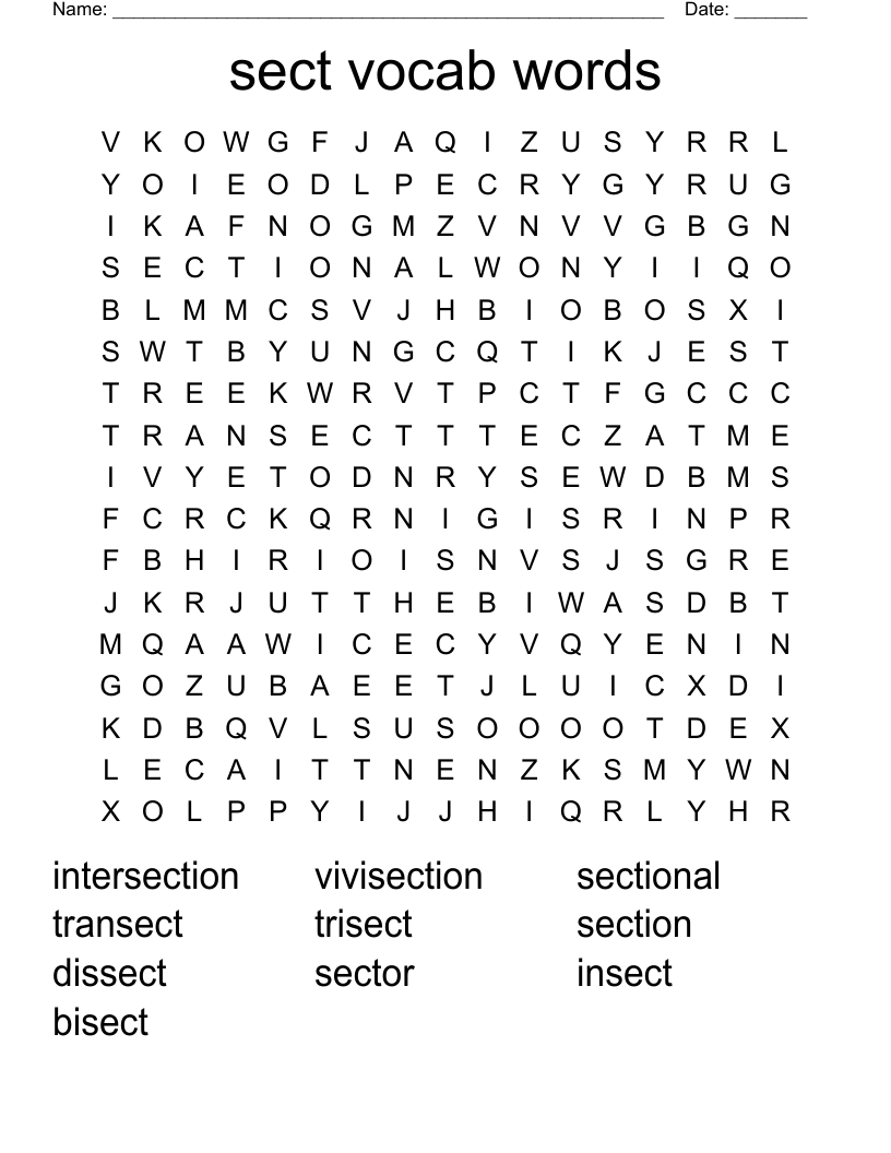 sect vocab words Word Search