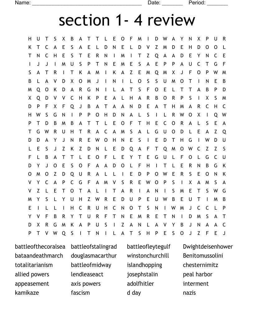 section 1- 4 review Word Search