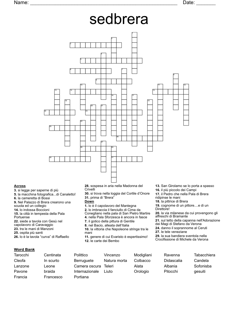 sedbrera Crossword