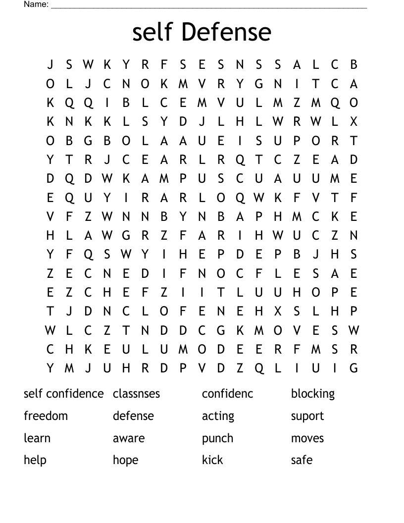 self Defense Word Search