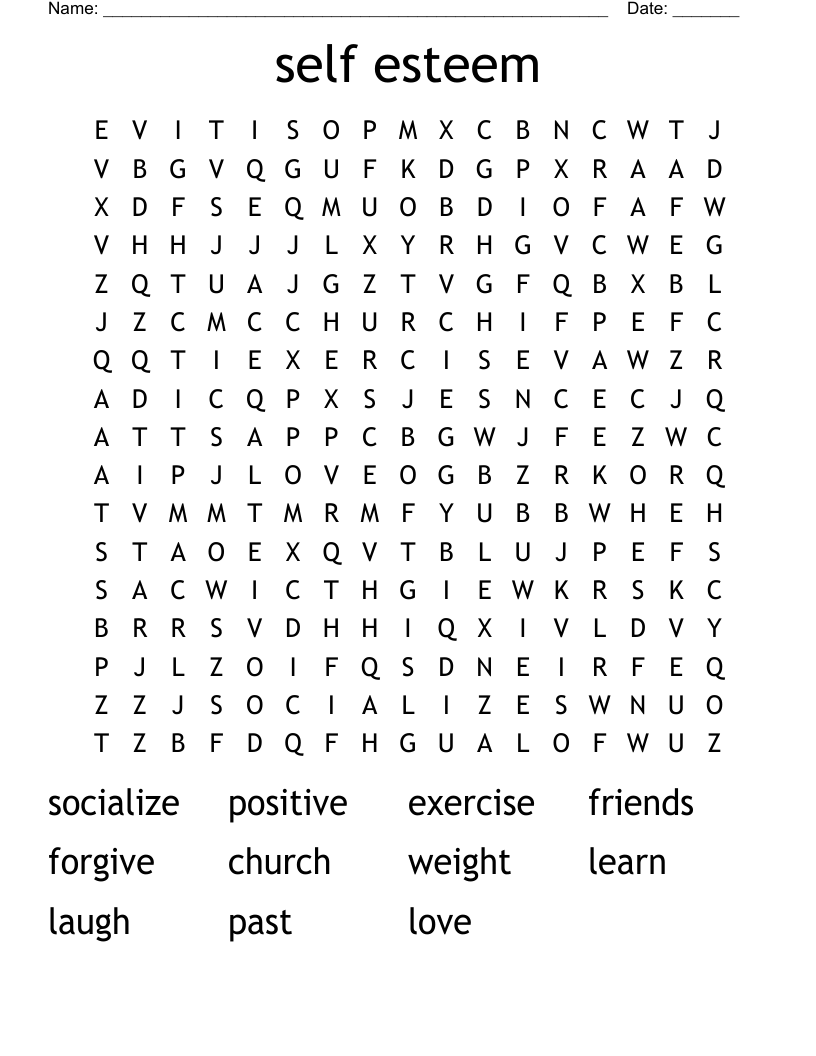 self esteem Word Search