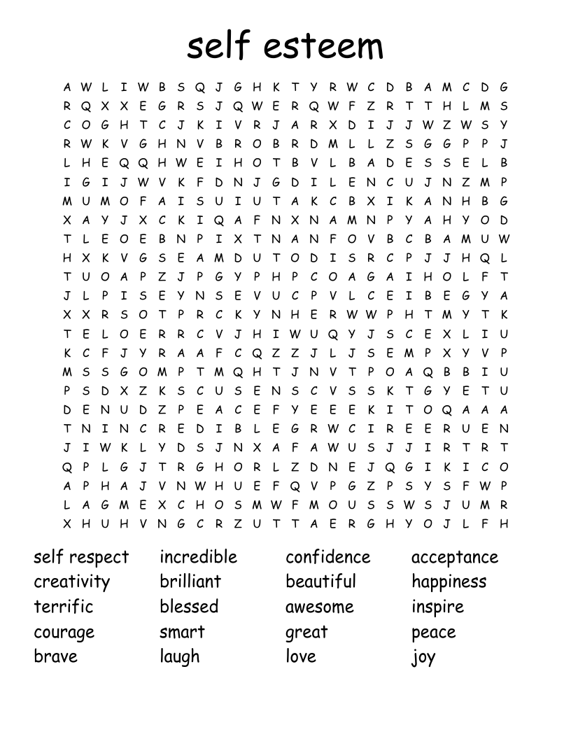 self esteem Word Search