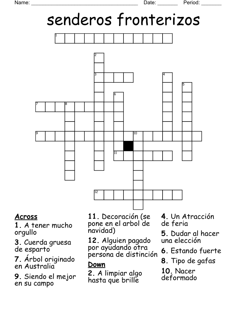 senderos fronterizos Crossword