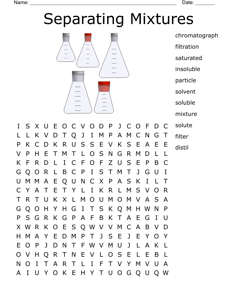 Separating Mixtures  Word Search