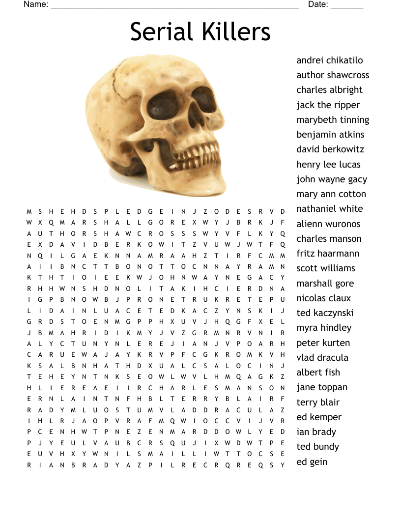 Serial Killers  Word Search