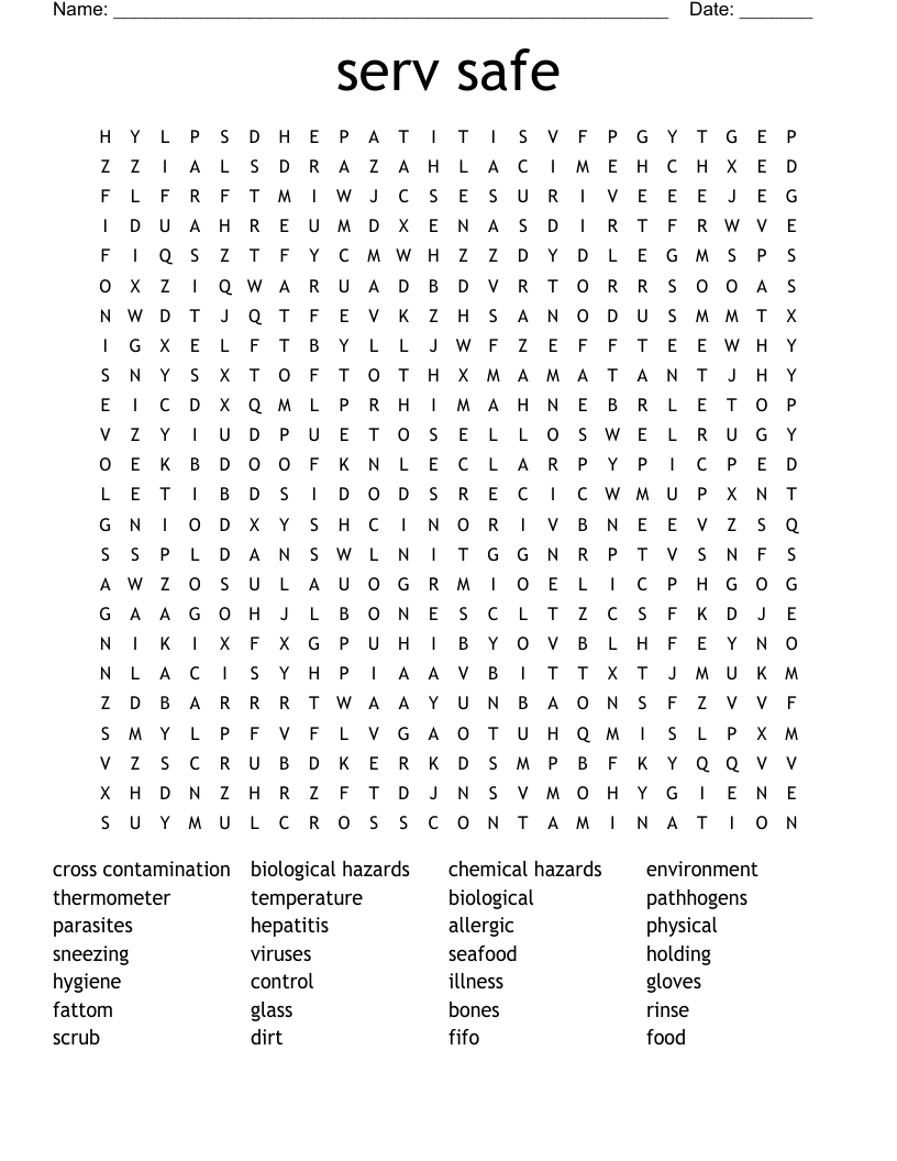 serv safe  Word Search