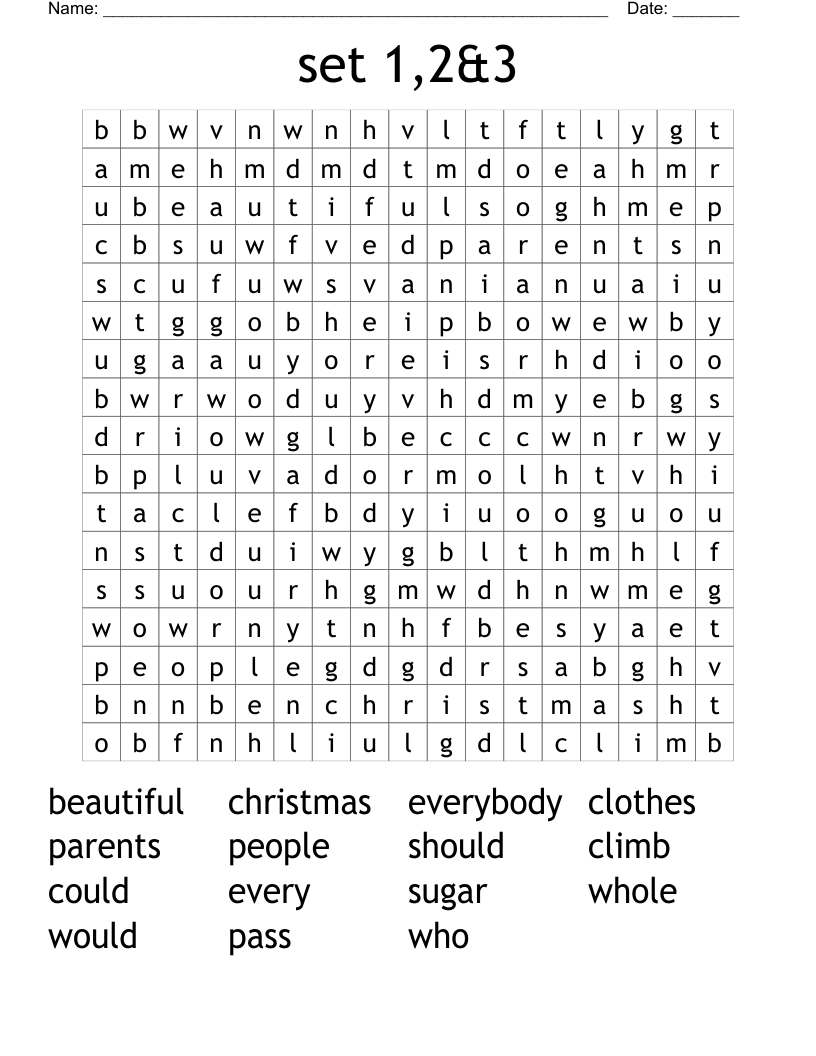 set 1,2&3 Word Search