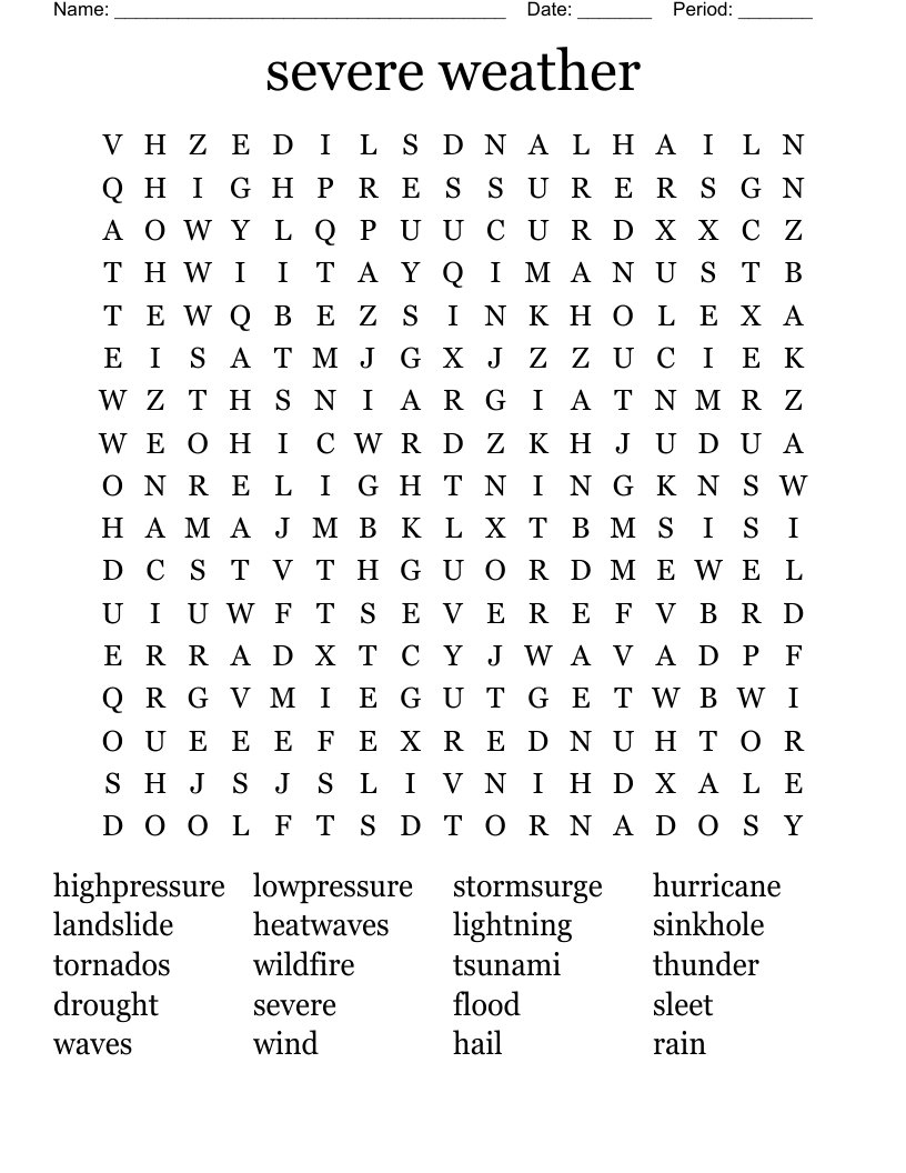severe weather Word Search